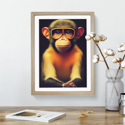Monkey In Glasses No.1 - Framed Print