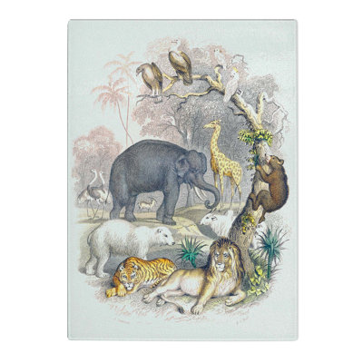 Tempered Glass Animal Kingdom Illustration Chopping Board