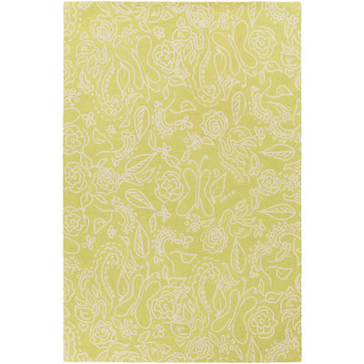 Tic Tac Toe Wool Paisley Area Rug in Green/Neutral