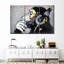 Singe portant des écouteurs sur toile, ensemble de 2 pièces-92829631