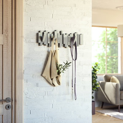 5-Hook Wall Mounted Coat Rack, Flip Down Hooks for Entryway, Bedroom, Office