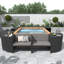 Ensemble de canapés modulaires en rotin pour l'extérieur avec cadre mini spa, mini sièges en bois et rangement Spa-1830773233