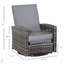 Fauteuil inclinable pivotant en osier pour l'extérieur Outsunny, dossier inclinable, repose-pieds relevable, base pivotante à 360 °, coussins résistants à l'eau-1400943301-1400943352