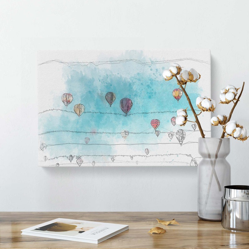 The Hot Air Balloons in Abstract - Wrapped Canvas, 60cm H x 91cm W x 3cm D