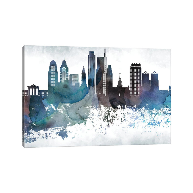 Philadelphia Bluish Skylines - Wrapped Canvas Print, 45.72cm H x 66.04cm W