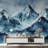 Abstract Blue Alpine Mountain Wall Mural-1074554316