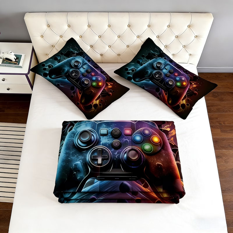 Gamer Comforter Sets King Size,3 Pieces Bed in a Bag,Video Game Controller Gaming Bedding Sets