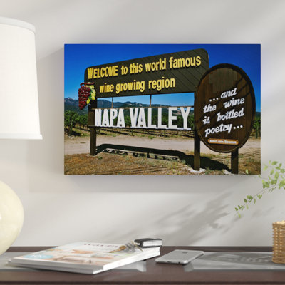 «Welcome Sign, Napa Valley American Vitic livre, Napa County, California, USA», reproduction de photo sur toile