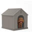 Niche pour chien portable en résine 25,84 po (brun clair / gris)-404339774