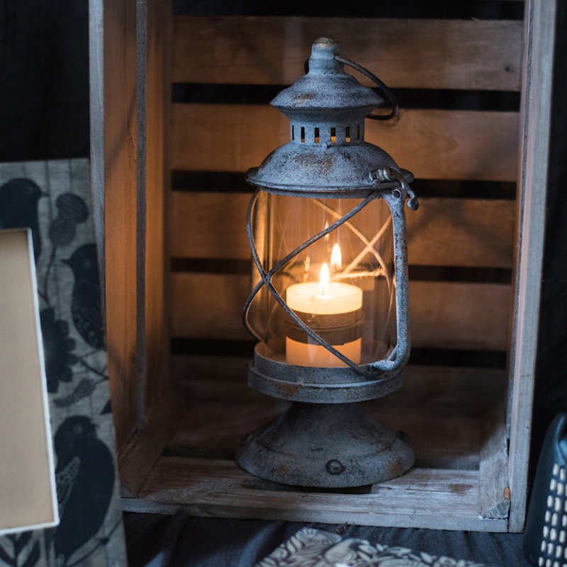Tabletop Lantern, 11" H x 5.7" W x 5.7" D