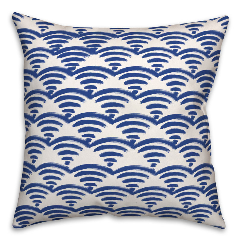 Coussin extérieur bleu à motif festonné
