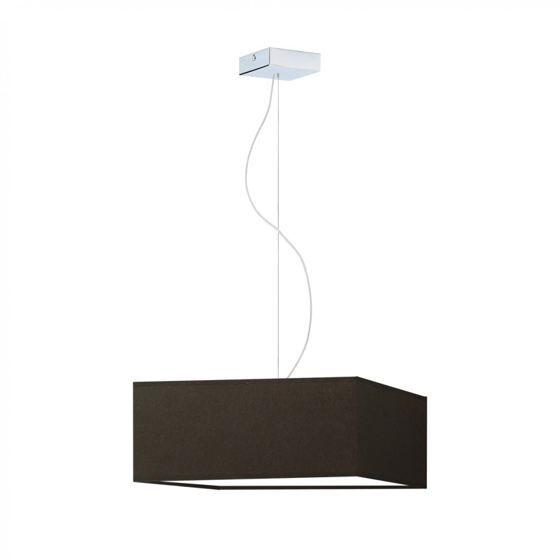 Debarata 1 - Light Square/Rectangle Pendant, Dark Brown, Chrome