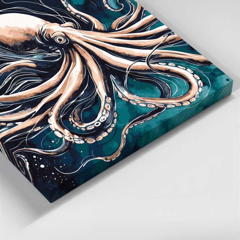 Nautique calmar gris, art mural sur toile, H 11 po x l 14 po