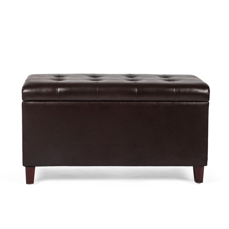 Mogadore Home Rectangle Storage Ottoman Bench, Brown Faux Leather