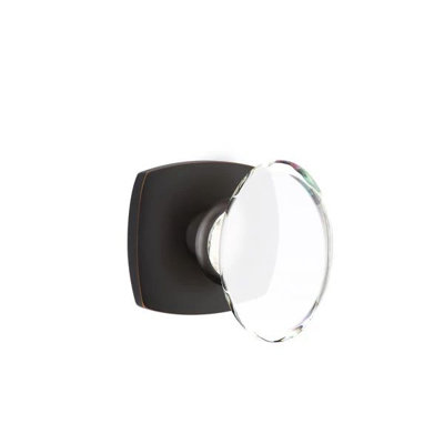 Ensemble de mortaise intérieure Emtek avec rosette urbaine et bouton de verre Hampton (droit)
