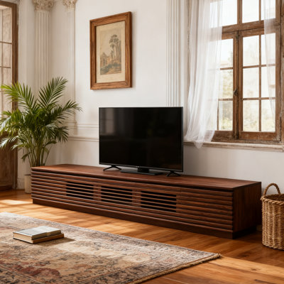 Lesterny Media Console, Minimalist TV Stand with Drawers, Flip-down Door, Fully-Assembled by Latitude Run