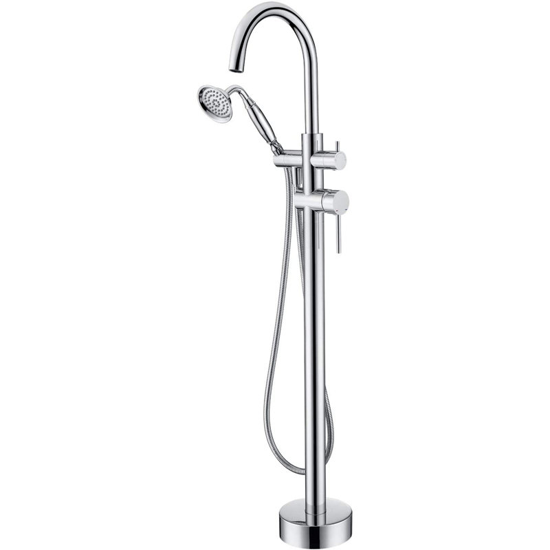 Freestanding Tub Filler with Handheld Shower, Chrome