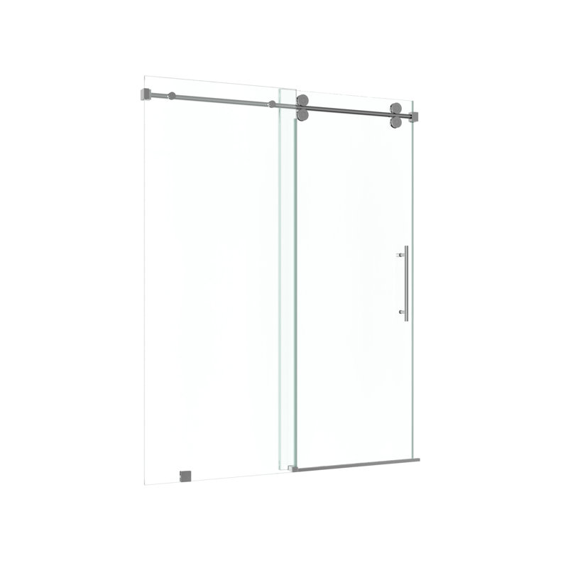 KW04 68 - 72 In. W X 76 In. H Single Sliding Frameless Shower Door With 3/8 In. Clear Glass, Chrome