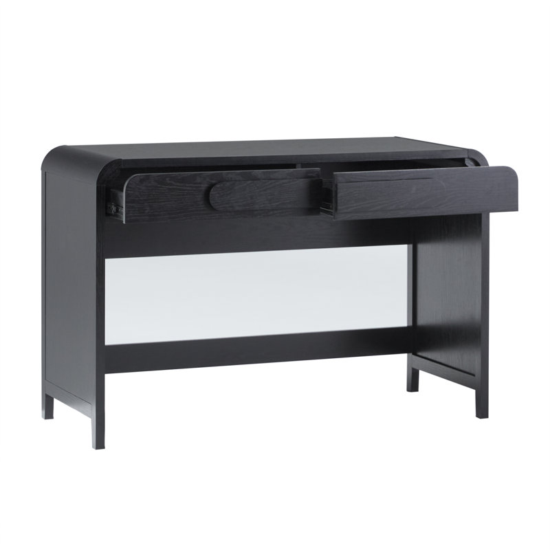 Sitarski Transitional Curved Waterfall 2-Drawer Writing Desk, Black