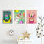 Kids Bedroom Llama Cool White Yellow Pink Camping Party Colourful - 3 Piece No Frame Print Set-88622383