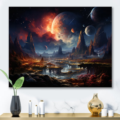 Impression sur toile orange orange et astronomique de l'espace
