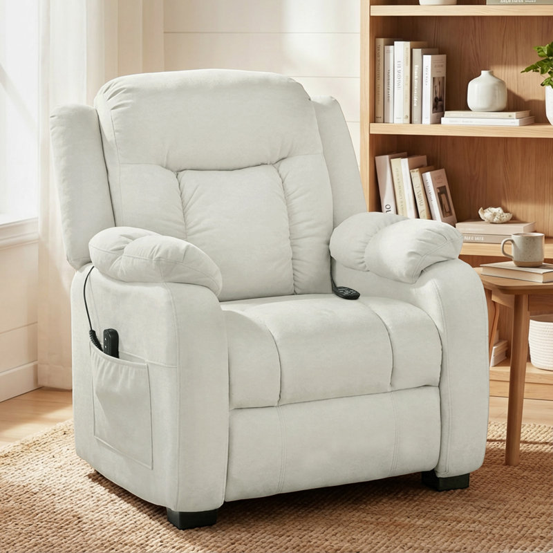 Fauteuil inclinable de massage avec moteur Quiet, Blanc, crème
