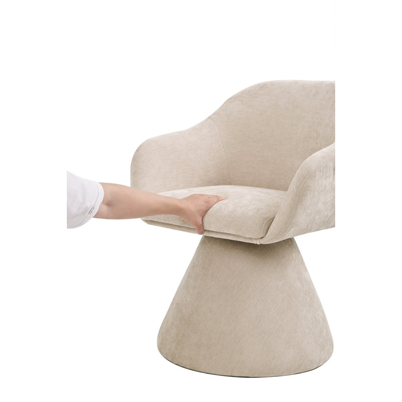 Chaise de salle à manger pivotante à 360 degrés avec pied conique, fauteuil d'appoint rembourré de forme cylindrique avec accoudoirs inclinés pour salle à manger, cuisine et salon