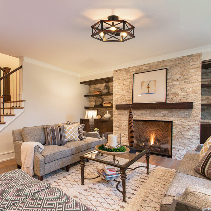 3-light Semi Flush Mount Light 