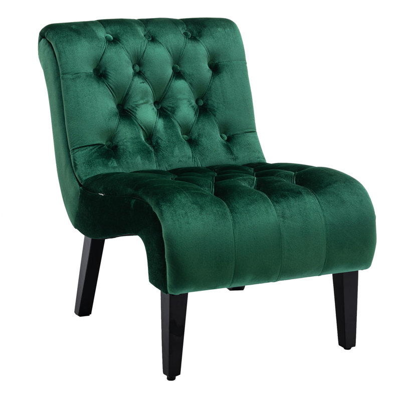 Siège moderne en velours avec tissu doux - Option de pieds de chaise noirs confortables pour le salon, Green