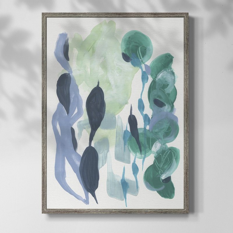 Reproduction encadrée abstrait de varech II - bois massif, H 11 po x l 9 po