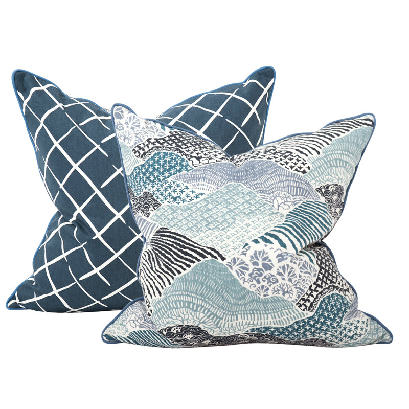 Coussin décoratif 100% coton Windsor Park, Océan, 20 po x 20 po, Polyester/ Bourre en polyester