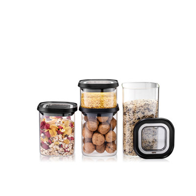 Vorratsgläser Set PANTRY 4tlg Vorrat Dosen Glas Eckig mit Deckel Frischhaltedosen