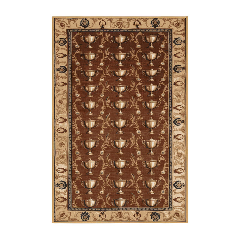 Tapis brun français lavable à la machine, Rectangle 6 pi x 9 pi