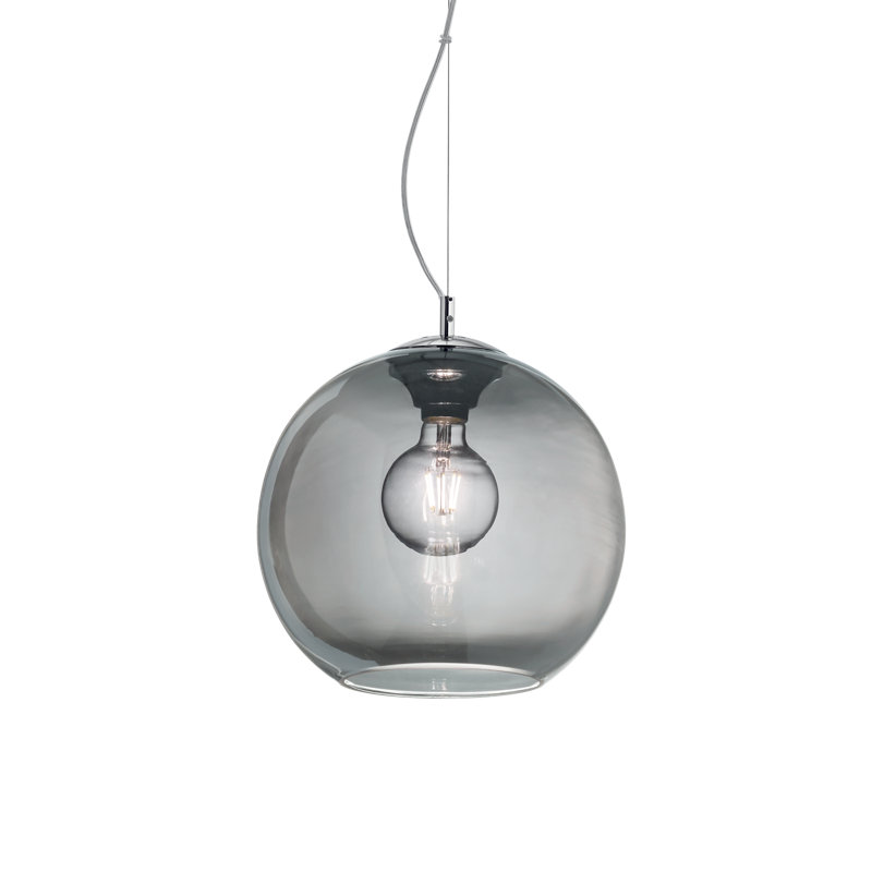 1 - Light Glass Single Pendant, Smoked, 241cm H x 30cm W x 30cm D