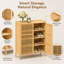 Armoire de rangement en bambou pour chaussures, portes et tablettes réglables pour le vestibule