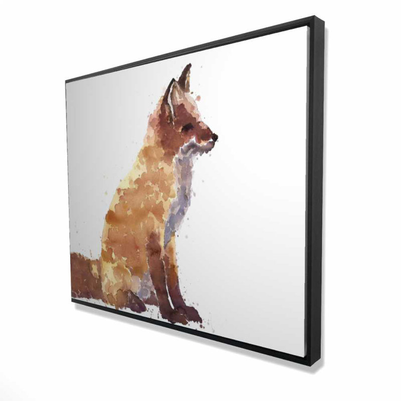 Red Fox - Brown Livingroom, art sur toile encadré pour la maison