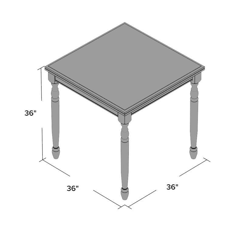 Orviston Rubberwood Square Solid Wood Top with Solid Wood Base Dining Table, Almond / Wheat