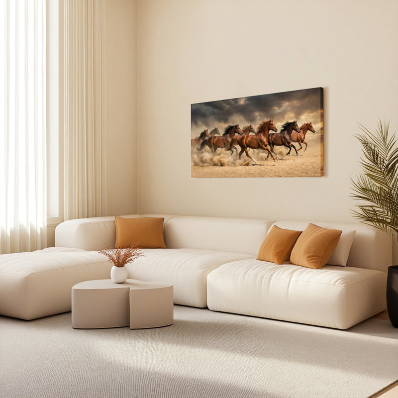 "Courir les chevaux", ensemble de 1 reproduction d'art sur toile tendue, H 24 po x l 48 po