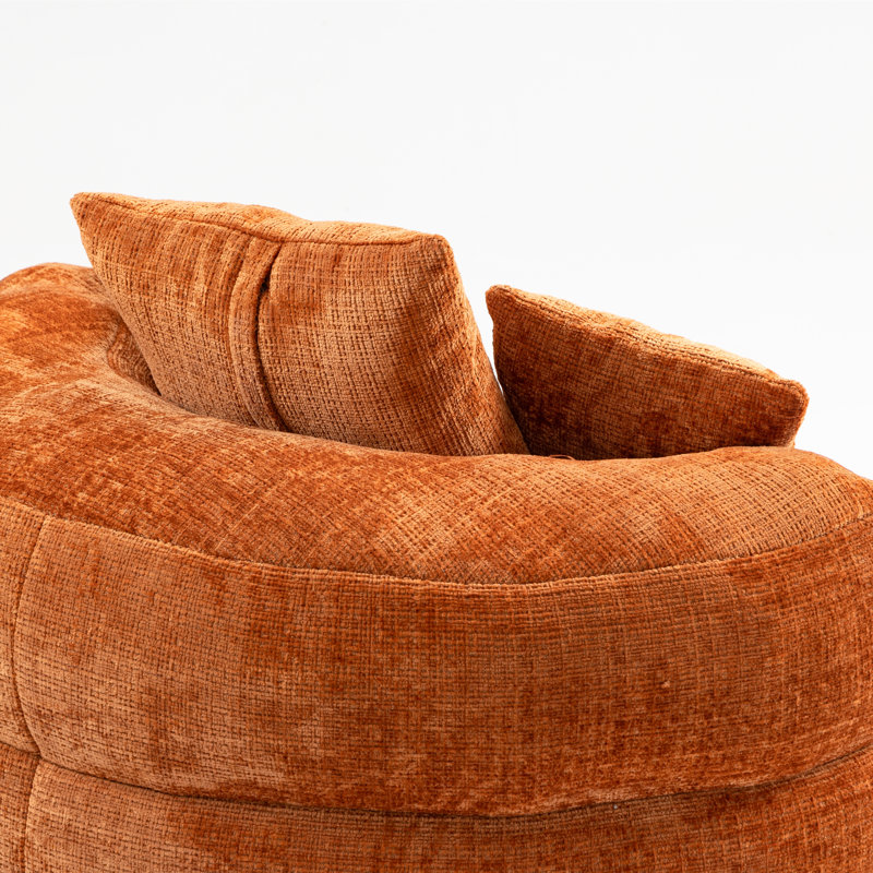 Fauteuil demi-tonneau à compression de 42,52 po Jaquarion, Chenille orange
