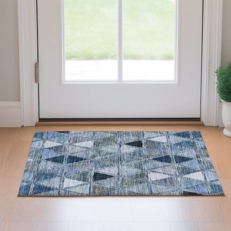 Premium Machine Washable Prisco Blue Rug, Rectangle 1'8" x 2'6"