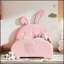 Lit princesse rembourré en forme de lapin, lit plateforme avec tête de lit et pied de lit pour un sommeil enchanteur-118357630