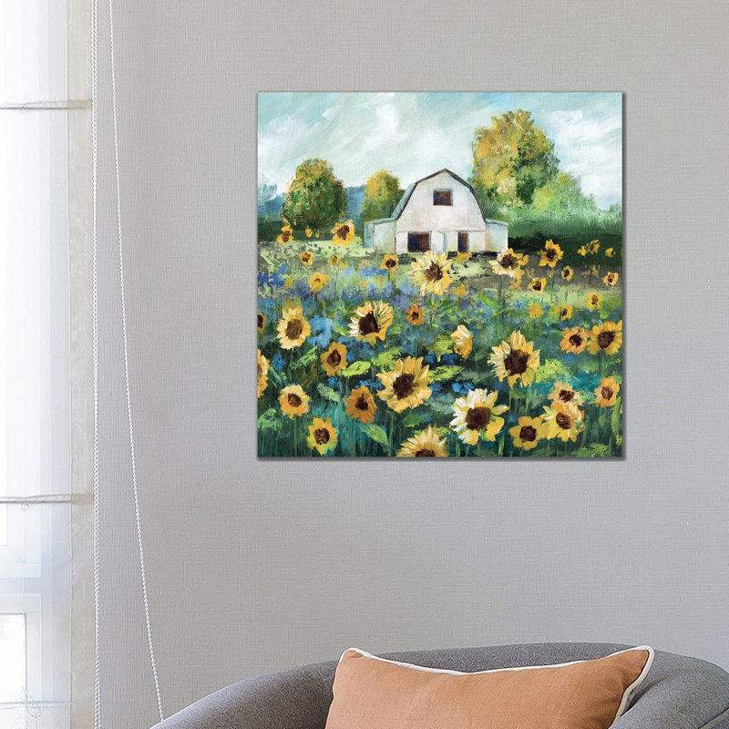 Tournesol grange par Nan - impression, H 26 po x l 26 po x P 1,5 po, Toile tendue