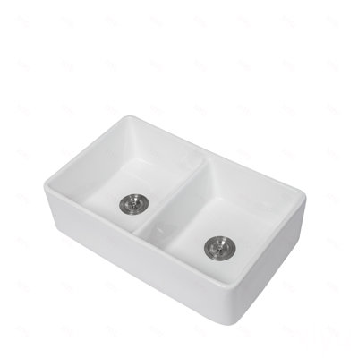 Évier de cuisine blanc en porcelaine 32 po x 20 po x 9 po