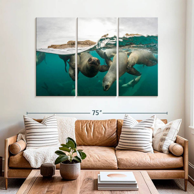 Brampt Swimming Sea Lions, 42" H x 65" W