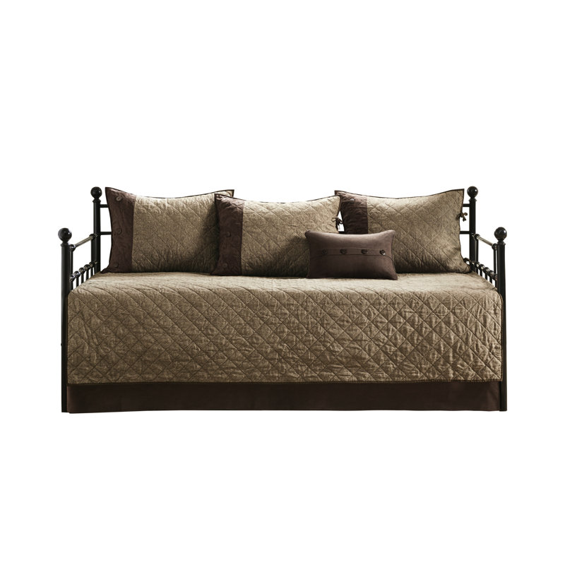 6 Piece Daybed - Brown, Rustic, 17-Inch Drop Cover