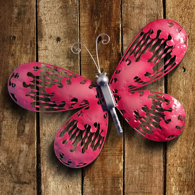 Décoration murale papillon 18 po, Rose