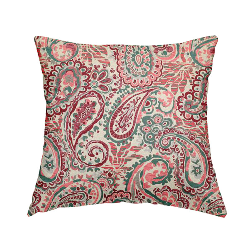 McGraw Paisley Square Throw Cushion, 55cm H x 55cm W x 5cm D, Red/Teal