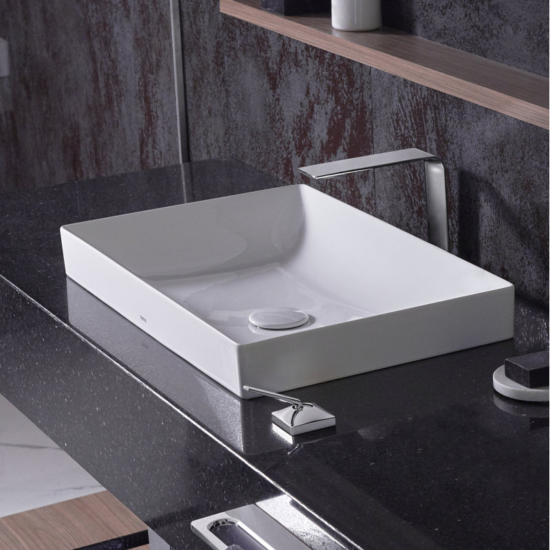 Ceramic Rectangular Vessel Bathrroom Sink with Overflow