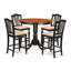 Ensemble de salle à manger à hauteur de comptoir 3 pièces pour petits espaces comprenant une table de cuisine ronde et 2 chaises de salle à manger en tissu de lin, 42 po x 42 po, noir et cerise-1309328923-1269312309-1265791586