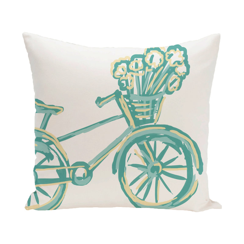 Bicicleta Outdoor Reversible Throw Pillow, 14" x 20", Jade